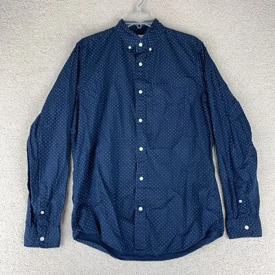 $15.16 • Buy Gap Button-Down Shirt Men's Medium Tall Long Sleeve Navy Polka Dot Chest Pocket