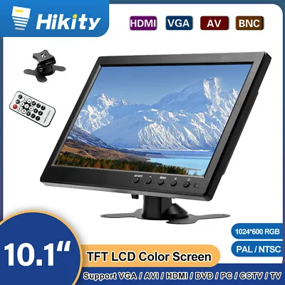 10.1  LCD Monitor Mini HD Car Rear View Screen AV/VGA/HDMI Video Remote Control • £42.99