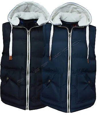 New Mens Body Warmer Gilet Hoodie Hooded Contrast Hood Sleeveless Jacket S - XXL • $28.58