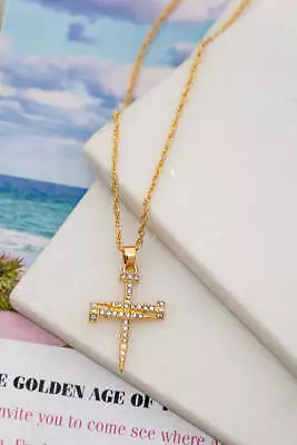 Nail Shape Cross Pendant Necklace With Rope Chain • $12