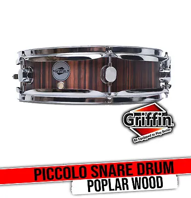 Piccolo Snare Drum 13  X 3.5  By GRIFFIN | 100% Poplar Wood Shell Black Hickory • $30.49