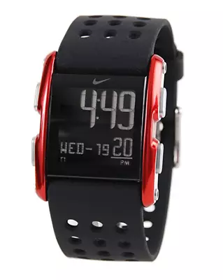 Nike Torque SI WC0067-012  Aluminum Black/Red Silicone Digital Chronograph Watch • $180