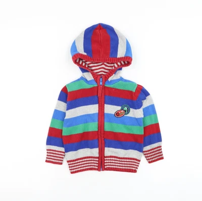 Blue Zoo Boys Multicoloured Striped Cotton Full Zip Jumper Size 12-18 Months Zip • £2.92