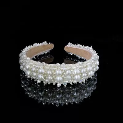£7.54 • Buy Luxury Pearl Headband Hair Hoop Women Padded Hairband Wide Side Retro Headwear