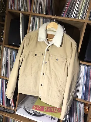 Men’s Cord Levi’s Sherpa Jacket Beige Medium Excellent Condition  • £38.99