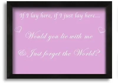 Music Quote If I Lay Here If I Just Snow Patrol Pink Black Framed Print Wall Art • £17.99