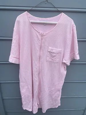 £14.41 • Buy Croft & Barrow Size 1X Zip Up Front Nightgown Pink Stripe Pattern Short Sleeve