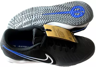Nike Men's Legend 10 Academy IC Soccer Shoes Black Hyper Royal Blue Size 11 NEW • $69.99
