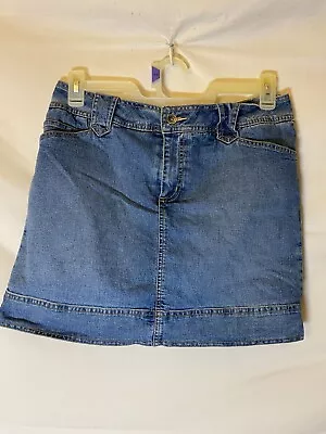 St Johns Bay Womens Size 12 Denim Jean Skirt Skort Mini Short Large Stretch • $10.95