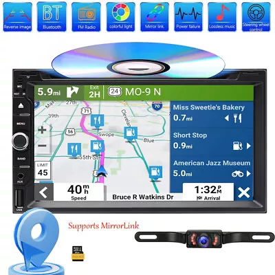 7  Car Stereo DVD GPS Navigation Bluetooth Double Din Radio Player REAR Camera • $139.90