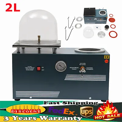 $639.01 • Buy 375W 2L Jewelry Lost Wax Cast 5CFM Vacuum Investment Casting Machine Table Top 