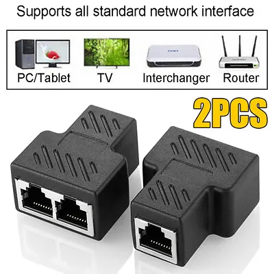 2PC RJ45 Splitter Adapter Lan Network Internet Cable 1-2 Way Dual Connector Plug • $6.79