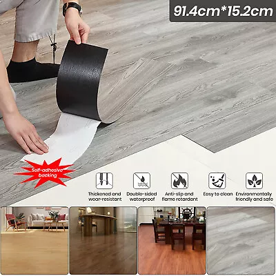 Self Adhesive Floor Planks Sticky Tiles PVC Vinyl Wood Flooring Kitchen Bathroom • $19.99