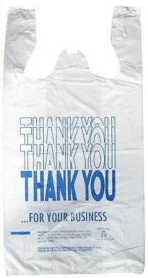 THANK YOU T-Shirt Bags 11.5  X 6.5  X 21  White Plastic Shopping Bag 50 - 1000 • $220.30