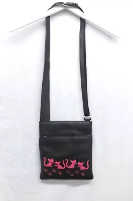 Womens MALA Genuine Leather Shoulder Bag Cat Design Zip Pockets - CG BA7 • £7.99