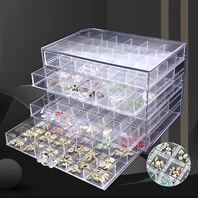 120 Grids 5 Layers Clear Acrylic Organizer Box  Empty Nail Art Storage Tray • $22