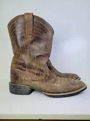 ARIAT Sport Brown Leather Wide Square Toe Pull On Western Boots Mens Size 8D  • $39.99