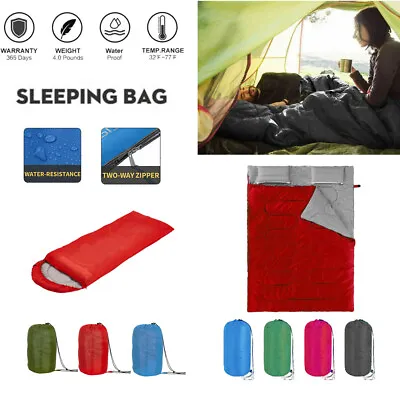 £11.99 • Buy 4 Season Sleeping Bag Camping Hiking Bags Waterproof Envelope Zip Single Double