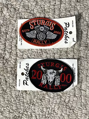 Sturgis Rally 60th Biker Patch Skull Harley Davidson 3.5 Inch  Set Of 2 Vintage • $22.78