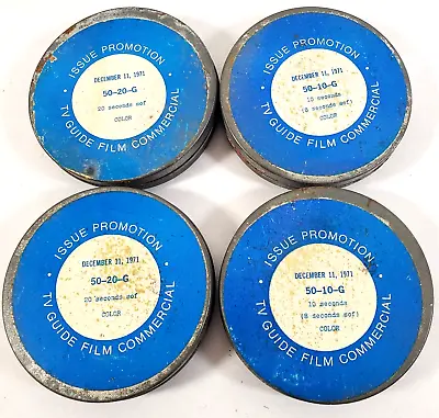 Vintage Lot Of 5 Vintage Film Reel Metal Canisters 4” 1971 TV Guild Commercials • $5.99