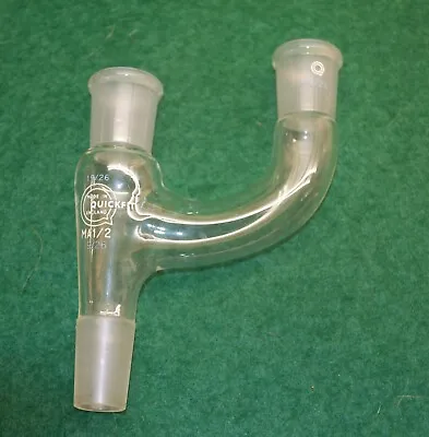 Vintage Glass Quickfit Still Head MA1/2 19/26  2 Into 1 Adaptor - Lab Equipment • £5