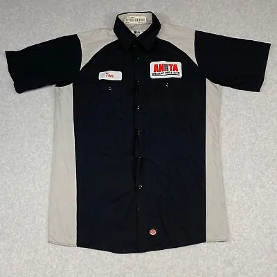 Red Kap Mens Shirt Medium Black Gray Short Sleeve Uniform Mechanic Dealership • $14.95