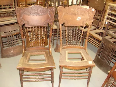 #61 - 2 Antique Pressed Back Chairs W/Rope Twist Spindles - Restoration - GREAT • $229.99