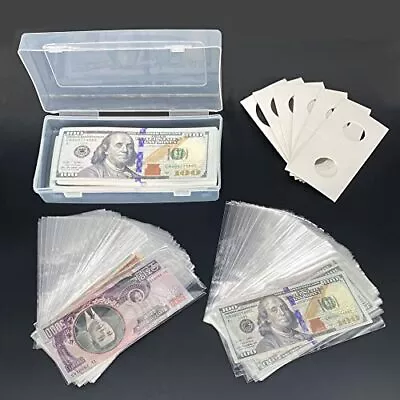 200PCS Money Bill Holder Currency Sleeves Banknote Coin Storage + Protector C • $14.59