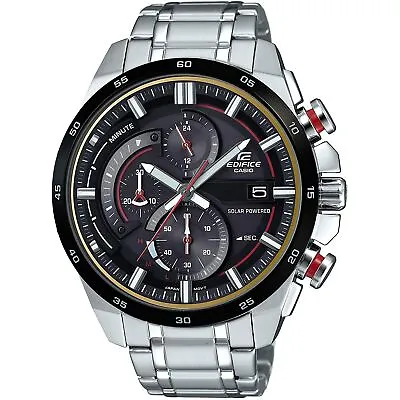 Casio Men's Watch Edifice Tough Solar Chronograph Black Dial Steel EQS600DB-1A4 • $182.87