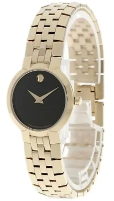 MOVADO Faceto 25MM Quartz Black Museum Dial Gold Women's Watch 0605045 • $711.90