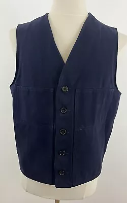 Vintage CC Filson Moleskine Vest Blue Button Front Men's L/XL ? 42  Chest Pocket • $125