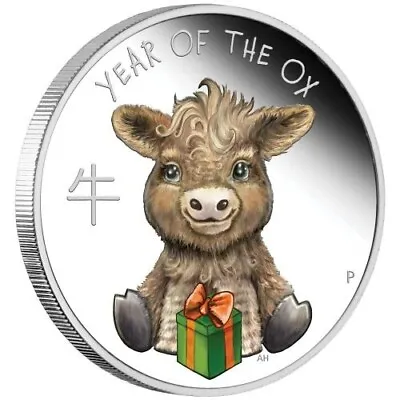 2021 50c Baby Year Of The Ox 1/2oz Silver Coloured Proof Coin @ SALE • $119.99