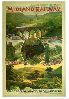 RESORTS IN THE PEAK OF DERBYSHIRE MIDLAND RAILWAY C1903 MODERN POSTCARD MINT • £0.65