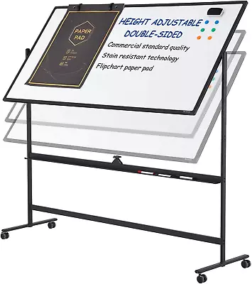 Large Dry-Erase Rolling Magnetic Whiteboard - 48 X 32 Inches White Board Height  • $212.99