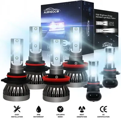 For Ford F-150 2015 2016-2020 6x 6000K White LED Headlight Kit + Fog Light Bulbs • $35.99