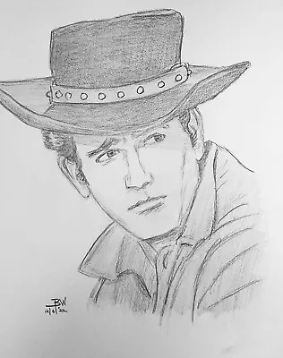 MICHAEL LANDON PENCIL DRAWING 11x14 JOE CARTWRIGHT ORIGINAL PORTRAIT SKETCH • $32.95