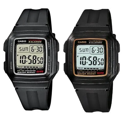 Casio F-201WA Series Silver Or Gold Dual Time Illuminator Unisex Digital Watch • $32.95