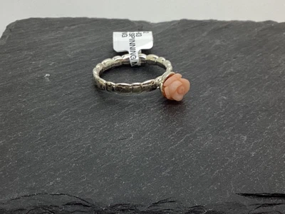 £5 • Buy 925 Sterling Silver Spinning Ring Small Pink Porcelain Flower Pearl RRP£30