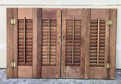 21 1/4  Tall X 33  Wide Wood Interior Louver Plantation Window Shutters VTG • $79.99