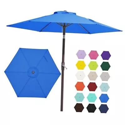  Patio Umbrella Market Table Umbrella With 6 Sturdy Ribs Push 7.5FT Royal Blue • $68.56