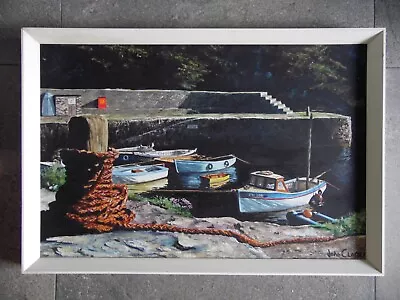 Boats In Padstow Harbour Cornwall John Classey Original Oil. Vintage • £130