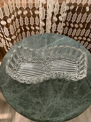 Vintage Pressed Glass ~ S Shaped Candy /Nut/ Or  Relish Dish ￼~ 8”x3.75” • $15