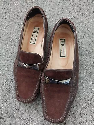 HB Made In Italy Brown Suede/Leather Slip On Shoes Womens UK 5/38 Light Use Only • £25