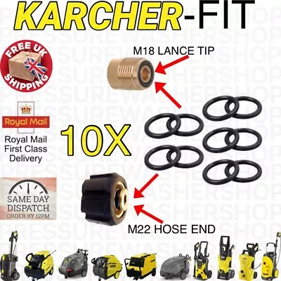 10x Karcher K Series Hd & Hds Hose Lance Nozzle Jet  O  Rings Seals Epdm M22 M18 • £2.75