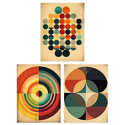 Bauhaus Mid Century Modern Abstract Geometric Circles Poster 3 Pack 12X16  • $22.99