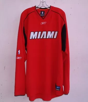 Miami Heat Team Issued Reebok L/s Warm-up Shooting Shirt Xlt Xl Tall • $39.95