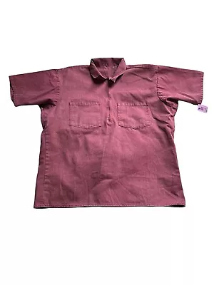 Vintage Ben Davis Work Shirt Adult Xl Red 1/2 Zip Workwear Skater Made USA 90s • $29.99