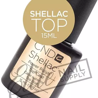 CND SHELLAC Top Coat 15ml - Large Size + FREE Remover Wraps 10ct Valued At $6.95 • $38.95