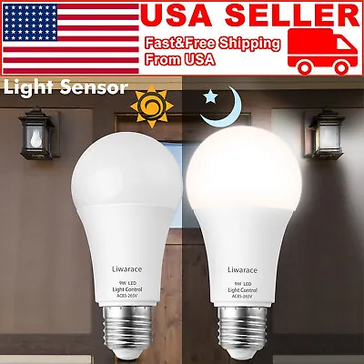 1/2PK A19 Dusk To Dawn Light Bulbs E26 E27 Light Sensor LED Bulb 9W (90W Eqv.) • $7.59