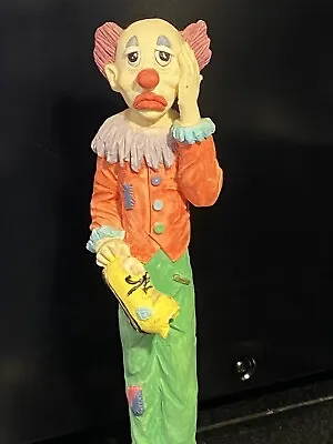 $30 • Buy Vintage Clown Figurine Young’s Ceramic Hand Painted Clown 10 In Tall
